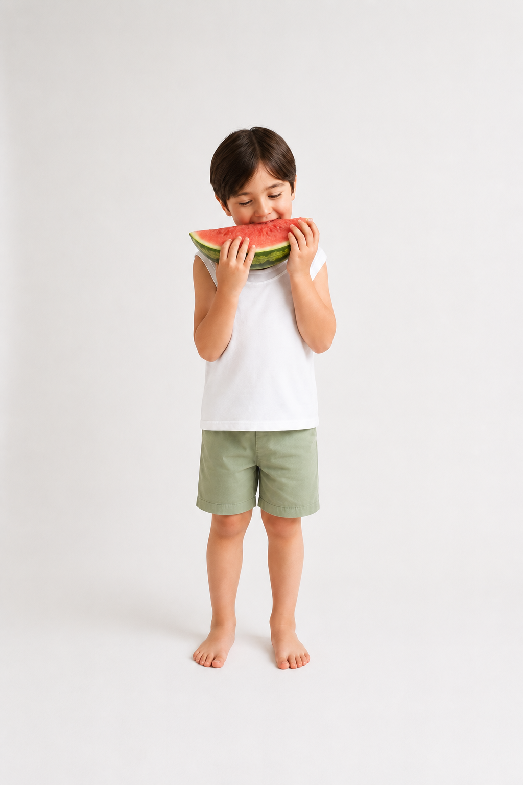 Child Eating Watermelon — step 1
